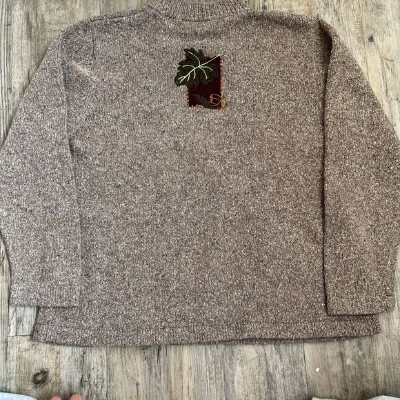 Draper's and Damon's Sweater Vintage Fall Women's M Brown Patchwork Leaves - Picture 3 of 9
